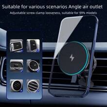 1个适用于车载充电器的15W快充磁吸式无线车载充电器，适用于 15/14/13/12手机支架，带出风口，支持无线充电功能