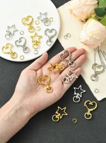 20 Pcs 4 Styles Heart/Star Alloy Swivel Clasps, Lanyard Push Gate Snap Clasps For Key Chain DIY Making