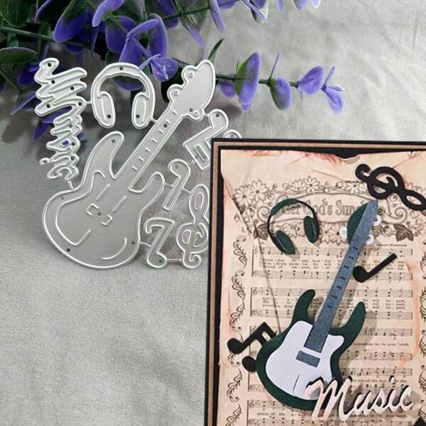 Guitar, Notes, Headphone Metal Cutting Dies, DIY Scrapbooking Album And Embossing Stencil, Greeting Card Making Tool, Card Paper Cutting Crafts ,Gift Card Making Template Die Cuts