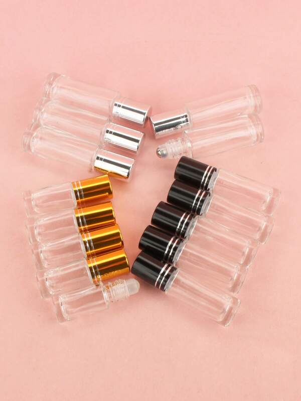 5pcs/10pcs/20pcs/30pcs Refillable 3ml/5ml/8ml Clear Glass Rollerball Bottle Vials For Essential Oil, Perfume, Serum, Travel Size Container