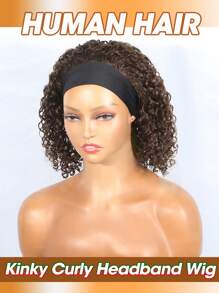 卷曲鲍勃头带假发真人发杰瑞卷曲波浪巴西发机器制造头带假发女士 180% 密度 - S4 - 查看 3