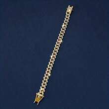 1 chiếc vòng tay chuỗi mắt xích pha lê phong cách Hip Hop dành cho nữ, quà tặng cho buổi tối hẹn hò - Vàng - Xem 4