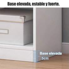 Librería alta y estrecha, armario alto de 6 niveles, estantería independiente de exhibición alta y estrecha, adecuada para espacios pequeños - Blanco cálido - Ver 5