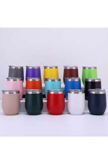12 Oz Stainless Steel Wine Tumblers Bulk, Insulated Cup With Sealing Lids, Flip Cold For 6 Hours, Rainbow Paint On Exterior - Purple - View 1