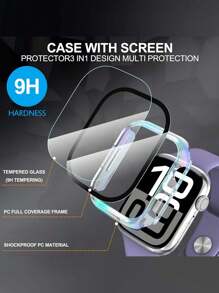 1pc Watch Protective Case Compatible With Apple Watch Ultra 3/ 2/ 1 /SE Series /S10 /S9/ S8 /S7 /S6/ S5/ S4/ S3/ S2/ S1, Colorful Gradient Magical Color Transparent PC Hard Material With Tempered Glass Screen Protector, Full Protection Against Scratch, Collision, Dust For Outdoor Sports, Yoga, Fitness, Party Etc. Suitable For Men And Women, 38mm 40mm 41mm 42mm 44mm 45mm 46mm 49mm Watch Protection Cover, Fashionable New Global Bestselling Apple Watch Protective Case
