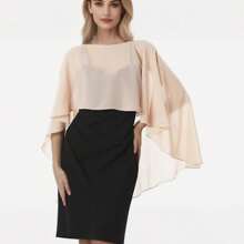 1 xale de chiffon oval feminino, adequado para vestidos de noite, sessões de fotos, cerimônias, apresentações de palco, maquiagem, bailes, mestre de cerimônias, proteção solar, capas de férias
