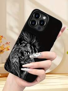 Fierce Animals 1 件装黑色哑光狮子图案创意全覆盖防震 TPU 手机壳适用于 Apple 16、15、14、13、12、11 Pro Max 防水防摔防刮 - 彩色 - 查看 5