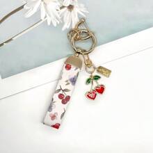 Love Cherry CP Is Coming! 1 Piece Of Cherry Pattern Leather And Alloy Metal Hanging Rope Keychain With Unique Heart And Pearl Pendants, Hanging Car, Door Keys, Bags, Fashionable And Practical! - Multicolor - View 2