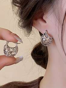 1 Pair Fashionable Hoop Earrings For Girls, Suitable For Daily Wear, Party Jewelry, Birthday Gift