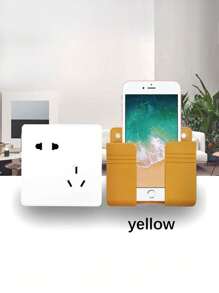 1 pièce Support mural pour téléphone portable sans perçage, boîte de rangement multifonction créative pour télécommande, support de chargement mural pour téléphone portable, support de chargement et de rangement de chevet, produits ménagers