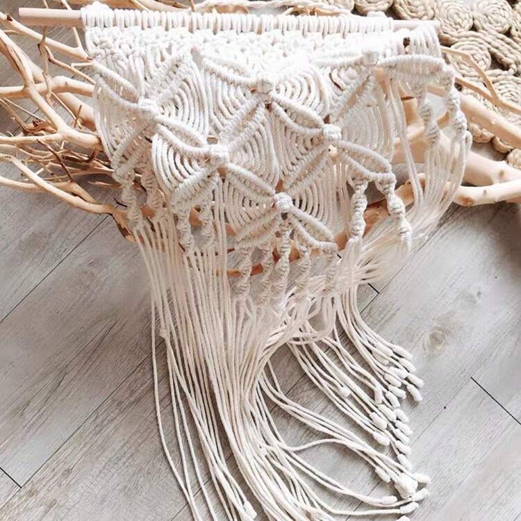 1 st. Bohemian stijl vlinder kant macramé wanddecoratie, handgeweven kwastblad zwaaiende wandtapijt decoratie - Veel kleurig - Bekijken 5
