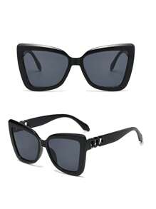 3pcs/1pc Girls Cat-Eye Large Frame Chain Asymmetric Design - Fashionable And - Suitable For Vacation And Beach Matching, Suitable For Ages 14-16 - Multicolor - View 5