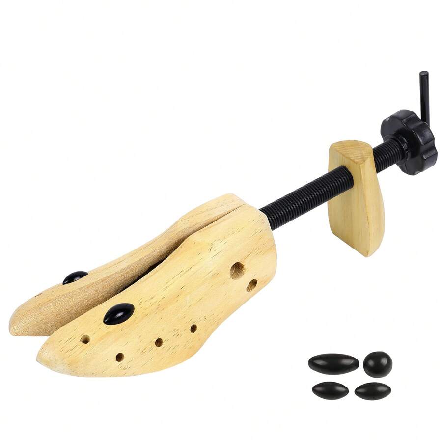 1 pieza/2 piezas Zapatero de madera ajustable, horma redimensionadora de calzado de madera de pino, para tallas US 6.5 - 10, para zapatos planos, tacones y botas, expandidor de calzado para hombre y mujer - Natural - Ver 1