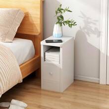 Mesita de Noche de Madera con 1 Cajones para Sala y RecáMara, ctg009514, Minimalista Mesa Auxiliar de Fácil Montaje, Tallas de L20xW30xH45(cm) - Blanco - Ver 2