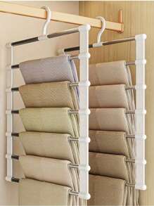 2pcs Stainless Steel Pants Rack, Multi-Layer Seamless Storage Pants Rack, Multifunctional Pants Rack, Cloud Ladder Hanging Pants Folding Pants Rack, Multi-Layer Folding Pants Hanger, Suitable For Wardrobe, Wardrobe Storage And Wardrobe Storage Pants Rack, Anti Slip, Can Store Pants, Jeans, Skirts, Scarves, Leggings