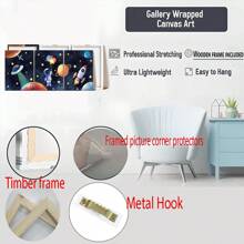 3 Canvas Poster Prints, Astronauts In Space, Rockets, Aliens, Planets, Star Art Decor, Science Fiction, Watercolors, Home Decor Wall Art - Canvas (Optional Frames) Gifts Birthday Graduation