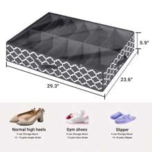 Large Under Bed Shoe Organizer (12 Pairs X 2) - Underbed Shoes Closet Storage Solution With Metal Zipper And 2 Handles, Breathable, 29.3"X23.6"X5.9", Linen-Like Grey - Lantern Color - View 3