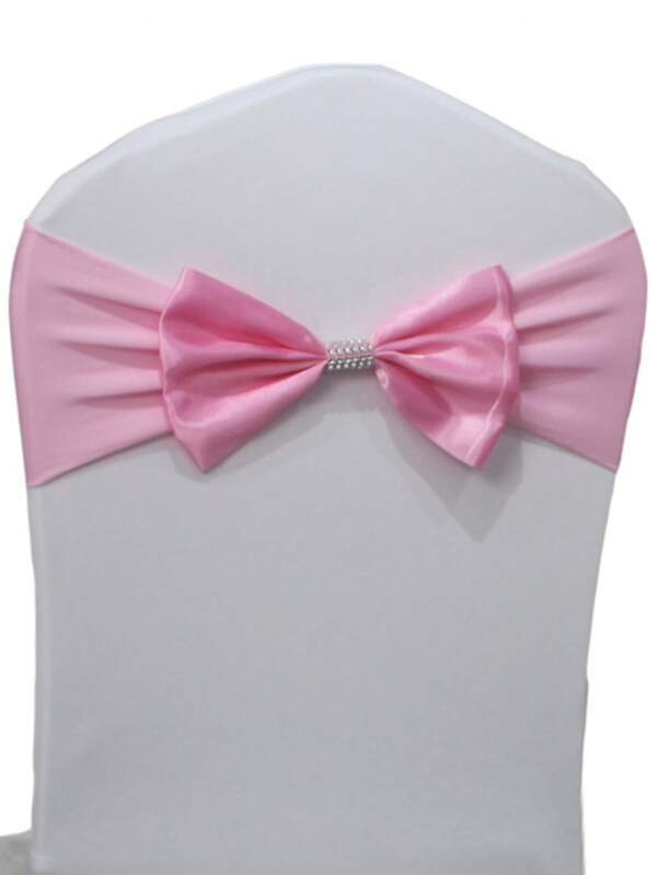 5 Stück/10 Stück rosa Spandex Stuhlschärpen, elastische Stretch Stuhlbänder mit Strass-Schnalle, Stuhlschleifen aus Satin für Hochzeiten, Bankette, Hotels, Partys und Veranstaltungen Dekoration