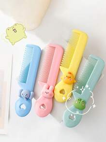 4pcs/1pc 儿童卡通糖果色卡通动物迷你梳子，便携便捷的糖果色小梳子，适合儿童理发和护理，是送给孩子礼物的理想选择 - 彩色 - 查看 2