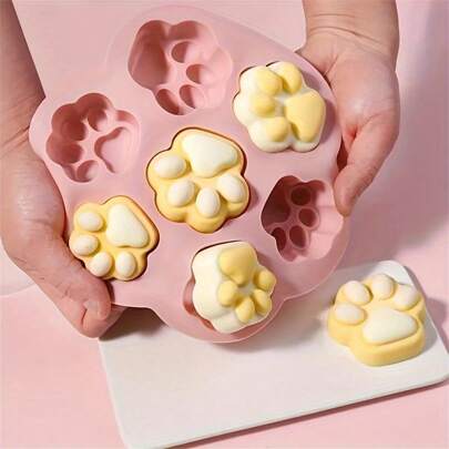1/3pcs Non-Stick Silicone Paw Print - 7 Cavity For Ice Cream ,Cookies, Candies, Chocolates, Jellies - Kitchen Accessory, Ice Cube Mold Ice Cube Tray Ice Cube Ice Cube Squishy Ice Cube Mold Ice Cube Mould