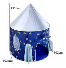 Casita De Campaña Estilo Castillo Cohete, Se completa con postes resistentes para un montaje rápido y fácil  La puerta principal se puede dejar abierta o cerrada  Hecho de tela de gran calidad, durable, seguro y no tóxico  Fomenta el descubrimiento y el aprendizaje  Ideal para el hogar, patio, parque, etc.   Ligera y portátil con una bolsa para transportar, fácil de guardar cuando no se utiliza   Medidas  Requiere ensamblaje de un Adulto  El regalo Ideal para tu pequeño!!! - Multicolor - Ver 5