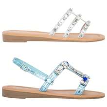 Women's Rhinestone Sandals Kit In Silver And Blue With Metallic Finish - 彩色 - 查看 2