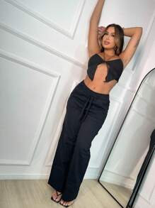 Women's Winter Wide Leg Pants DASSH - 黑色 - 查看 4
