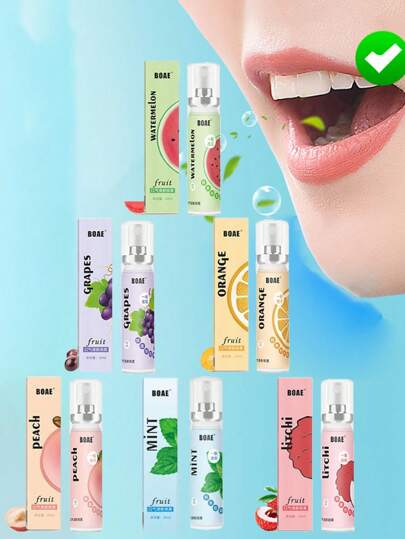 3pcs/Pack (20ml/Pcs, Random Flavor) Fruit Scented Long-Lasting Mouth Freshening Spray
