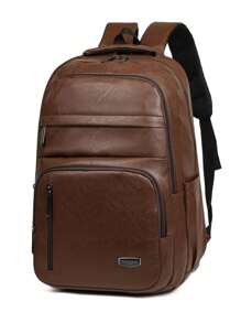 Men's Multifunctional High Capacity PU Leather Backpack, Casual Student Laptop Backpack, Outdoor Travel Backpack - Multicolor - View 14