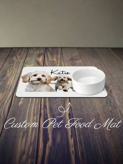 1PC Custom Pet Food Mat, Personalized With 3 Photos & Pet's Name, Non-Slip Custom Dog Feeding Mat, Custom Dog Bowl Mat, Waterproof & Durable Pet Mat, Perfect Holiday Gift For Pets, A Unique And Thoughtful Gift For Dog Owners, Perfect For Pet Owners,