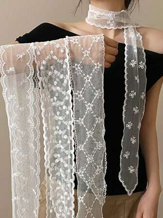 قطعة واحدة شريط رأس مطرز بالدانتيل أنيق، شريط رأس توربان ذو مظهر سماوي وحلو، شريط رأس ماص للعرق