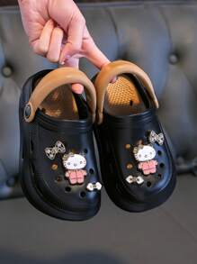 Sanrio 1 par de sandalias transpirables y con cortes para niñas, zapatos de playa/jardín de suela blanda y multifuncionales, aptos para niños de 3 a 12 años - Negro - Ver 5