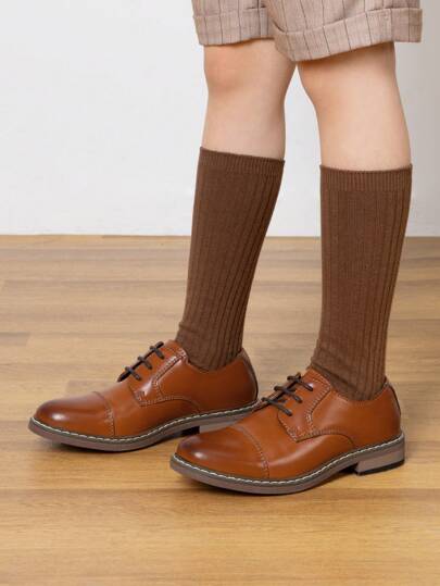 School Shoes For Boys Derby, Kids Lace-Up Classic Oxfords Dress Shoes, Gentle Men Shoes For Wedding, Party, And Church