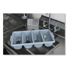 Rubbermaid Commercial RCP 3362 GRA Cutlery Bin, 4 Compartments, Plastic, Gray