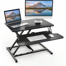 Standing Desk Converter, 22"/55cm Wide Height Adjustable Quick Sit To Stand Up Desk Riser - Pure Black - View 6