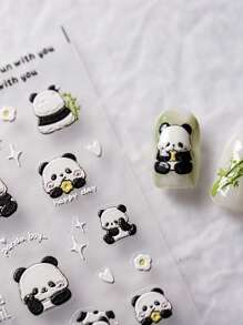 1片5D熊猫美甲贴纸，自粘式美甲贴花，用于美甲装饰，女士及女孩美甲用品，美甲贴纸 - 彩色 - 查看 4