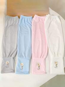 1 Pair Women Sunflower & Rabbit Solid Color Knitted Arm Sleeves Cooling Sleeve Covers, Sun Protection - Sleeves - View 1