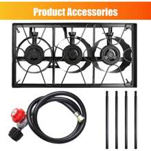 Outdoor Stove 3 Burners High Pressure Propane Gas Camp Stove With Detachable Legs, Perfect For Camping Patio, 225,000-BTU - 黑色 - 查看 7