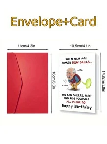 1 张搞笑生日贺卡，带有老人和放屁笑话 - 非常适合祖父母和 50 岁以上的成年人，一张幽默的生日贺卡 - 彩色 - 查看 4