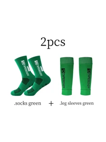 Combination Set Of Adhesive Point Anti Slip Football Socks And Leg Protection Socks - Multicolor - View 13