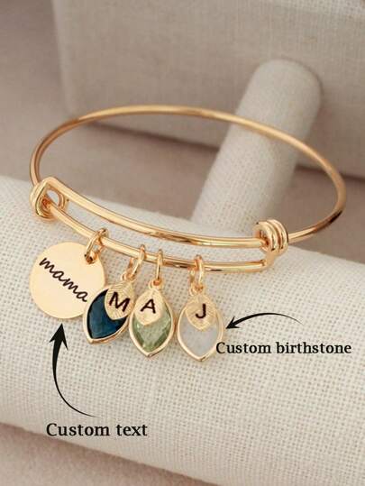 Custom Birthstone Bracelet For Mom Personalized Birthstone Jewelry Grandma Gift Family Birthstone Initial Mother's Day Gift Expecting Mom,Halloween Jewelry,Chic Autumn,Delicate Romance,Jewellery For Ladies