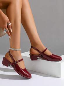 2025年女士时尚浅金色镜面金属玛丽珍鞋，适合春季通勤、约会、派对、度假，平底凉鞋搭配简约系带，新款水晶约会高端时尚纯色高跟凉鞋，大码女鞋