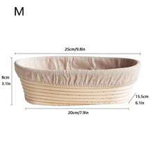 1pc, Bread Proofing Basket, Oval Bread Proofing Basket With Proofing Interlining, Leavening Basket Natural Rattan Bowl For Sourdough Bread Dough For Bread Making Baking Fermentation, Baking Tools, Kitchen Gadgets, Kitchen Accessories