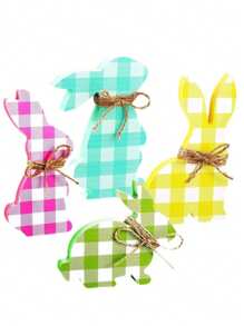 1 pièce Décoration de lapin de Pâques, ornement de table en bois, décoration de fête et de maison
