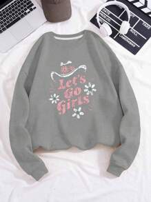 LET S GO GIRLS Women's Fashion Sweatshirts - Dark Grey - View 1