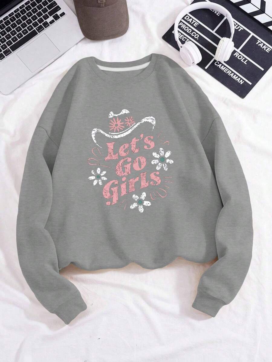 LET S GO GIRLS Women's Fashion Sweatshirts - Dark Grey - View 1
