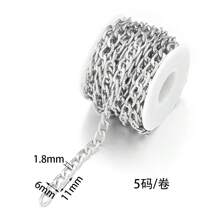5m/Rotolo Catena a maglie in lega di alluminio di varie dimensioni, leggera, resistente alla corrosione, per bracciali, collane, orecchini, creazione di gioielli fai-da-te - Catena in alluminio - Visualizzare 20