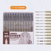 Set de 3 piezas/4 piezas/5 piezas/12 piezas de bolígrafos de línea fina color marrón, marcadores marrones, diversos tamaños de puntas para ilustración de artistas, caligrafía, bocetos, pintura técnica