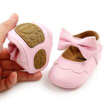 Infant Infant Girls Wedding Dress Shoes Bow Ballet Princess Mary Jane Flats Toddler First Walkers Sneaker Newborn Crib Baptism Shoes - Pink - View 8