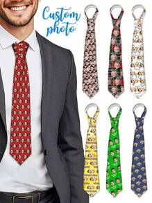 1 Cà vạt in hình khuôn mặt tùy chỉnh, món quà sáng tạo cho bố và chồng. Phụ kiện trang phục unisex, cà vạt tùy chỉnh và các phụ kiện liên quan - Nhiều màu - Xem 11